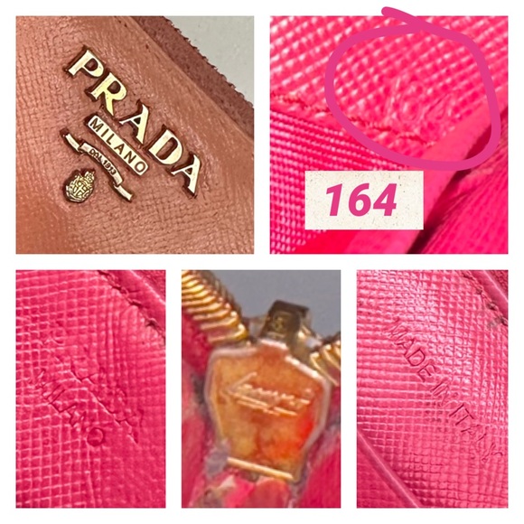 💯 PRADA Logo Peach Saffiano Leather Zippered Wallet on Chain W/ auth cert - Picture 7 of 12
